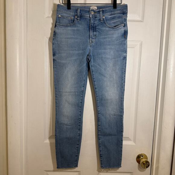 J. Crew 9" High-Rise Toothpick Skinny Jean Raw Hem in Hamden Wash  Size 28 - Picture 1 of 13